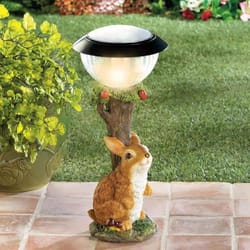 whimsical solar lamp cat dog statue, creative rabbit window animal light decoration, garden and home room decor