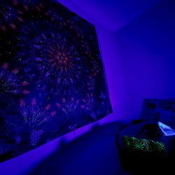 wall decor blacklight art cosmic mandala festival decoration abstract tapestry neon painting trippy tapestry