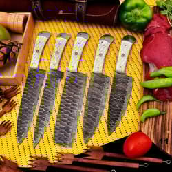 damascus steel 5-piece chef's knife set