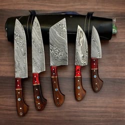 5-piece custom damascus chef knife set