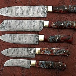 handcrafted damascus steel kitchen knife set - bm-5008