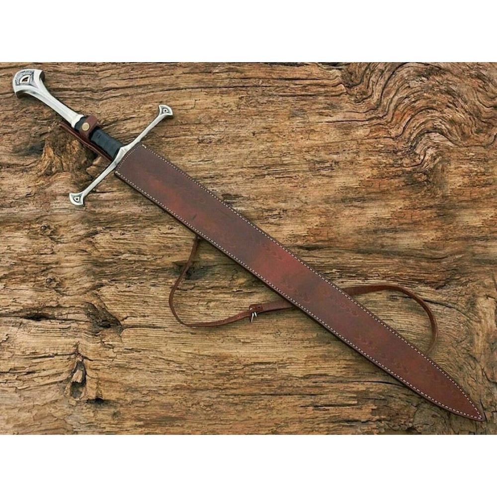 HandmadeDamascusSteelAndurilSwordwithWallMountNarsilKingAragornReplicaBattleReady