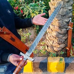 damascus steel viking sword - premium medieval weapon | 33" overall | free sheath,personalization, shipping | ideal gift