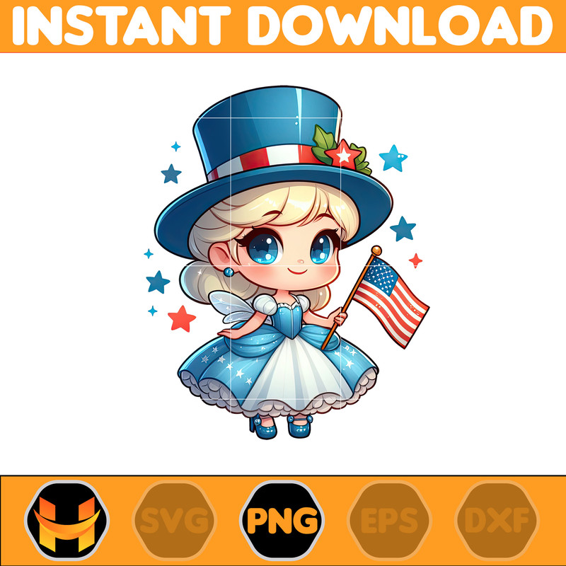 Cartoon Princess 4th of July Png, Princess Independence Day Png, American Patriotic Movie Png, Happy Fourth Of July Png, Instant Download (3).jpg