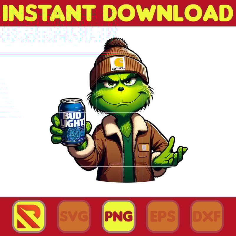 Dad Grinch Drinking Beer Digital File, Sublimation Grinch Files, Grinch Drinking Beer Png (15).jpg