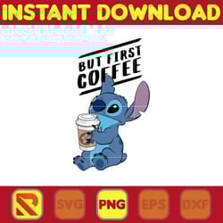 disney lilo and stitch coffee first adult png, stitch png, stitch clipart png sublimation, cartoon png clipart