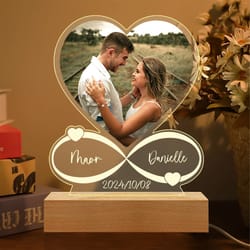 custom photo love frame, personalized anniversary gift for couples, women & men, acrylic plaque with led light