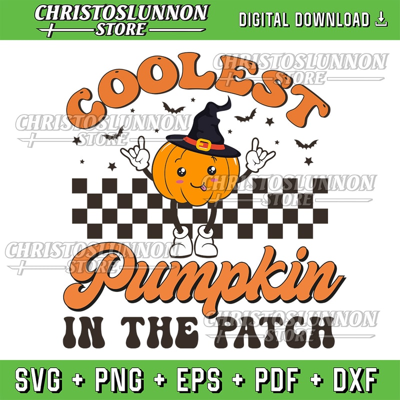 Groovy Coolest Pumpkin In The Patch Halloween Svg Fall Svg Distressed Fall Svg Retro Pumpkin Svg Thanksgiving Svg 0