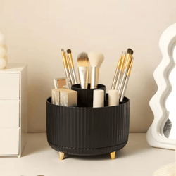 360° rotating 5-slot makeup brush holder organizer – multi-functional desk & vanity cosmetic storage