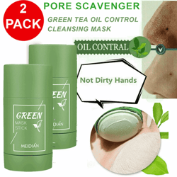 purifying green tea clay mask stick, deep cleansing blackhead remover & acne treatment for all skin types, pore minimize
