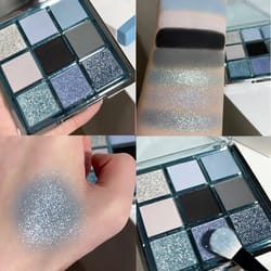dark punk smoked eyeshadow palette blue black pearl matte makeup palette brightening shimmer eye shadow for smokey glam