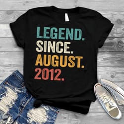 10th birthday gift 10 years old boy legend since august 2012 t shirt