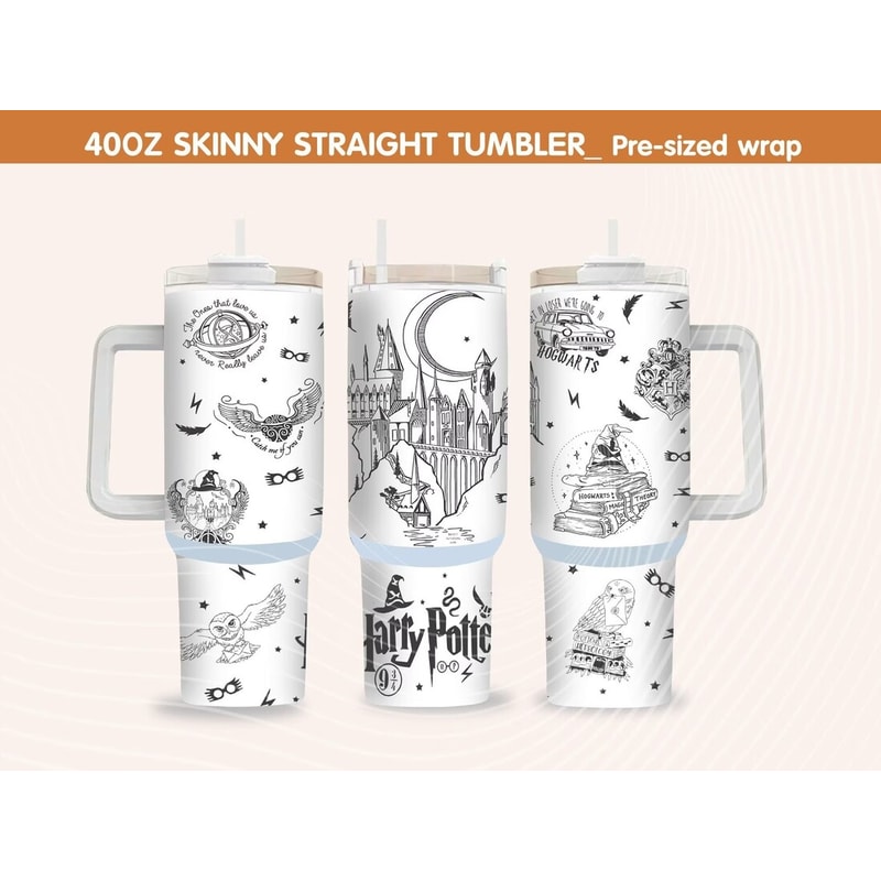 Magic 40 Oz Tumbler Wrap PNG HP Quencher Tumbler Sublimation Wizard Tumbler Png Potterhead Tumbler Svg Hogwarts Wrap 0