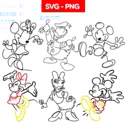 mickey outline designs svg png, mickey minnie outline art svg png, mickey family vacation svg, mouse family squad svg
