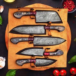 chef knives set 5 pcs damascus steel blades with wood handle kitchen knives set birthday gift for him corporate gifts th