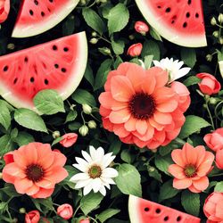 watermelon flowers 42 tileable repeating pattern