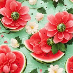 watermelon flowers 43 tileable repeating pattern