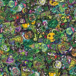 cannabis hemp kush weed sticker bomb tileable repeating pattern