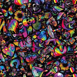 psychedelic neon sticker bomb tileable repeating pattern