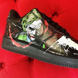 custom shoes customization black luxury inspire sneakers AF1 handpainted personalized gifts designer Joker wearable art