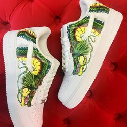 Dragon custom sneakers AF1 white customization luxury inspire casual shoes handpainted personalized gifts wearable art