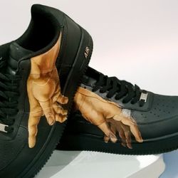 custom shoes unisex black buty sneakers AF1 Michelangelo art personalized gift casual shoe customization wearable art