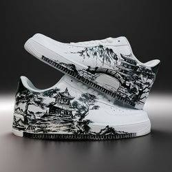 Japan custom shoes air force 1 luxury men casual sneakers white black personalized gift customization handpainted AF1