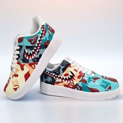man gorilla custom inspire shoes air force 1, luxury, sexy, gift, white black, casual sneakers, personalized gift, BBC 1