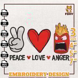inside out 2 embroidery design, peace love anger embroidery design, today i feel all the feels inside out 2 embroidery d