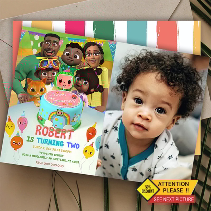 Editable Cody Cocomelon Birthday Invitation With Photo Instant Download 0
