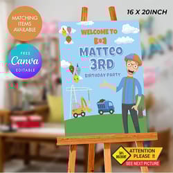 editable blippi birthday welcome sign printable instant download