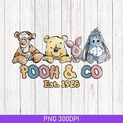 retro pooh and co est 1926 png, vintage winnie the pooh png, pooh bear and friends, disneyland png, disney group trip