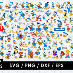 donald duck svg & png files: vector images and clipart bundle pack for cricut cutting machines
