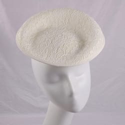 diy upturned brim hat base round, white lace fascinator hat for women, saucer linen inspired percher hat for party