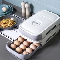 stackable refrigerator egg storage container with lid - durable, bpa-free plastic egg organizer, holds 20eggs