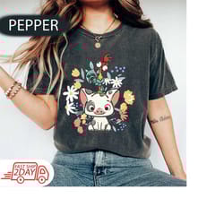 disney hei hei and pua floral comfort colors shirt, vintage disney moana shirt, unisex t-shirt