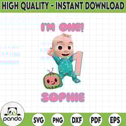cocomelon personalized name and ages birthday girl png, coco melon png, cocomelon birthday png, watermelo