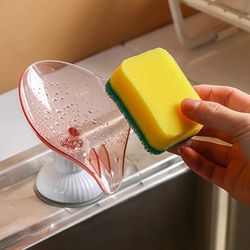 stylish rotating leaf shaped self draining soap holder