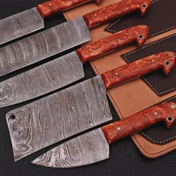 custom damascus steel knives set with epoxy resin handle – premium kitchen knife collection