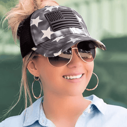 stylish women's american flag trucker hat - perfect patriotic gift