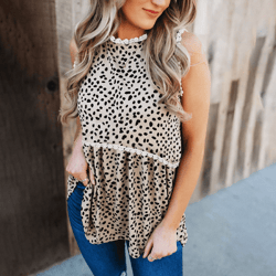 leopard crochet tank top