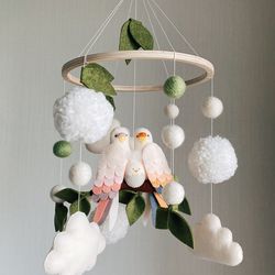 Parrot family baby mobile