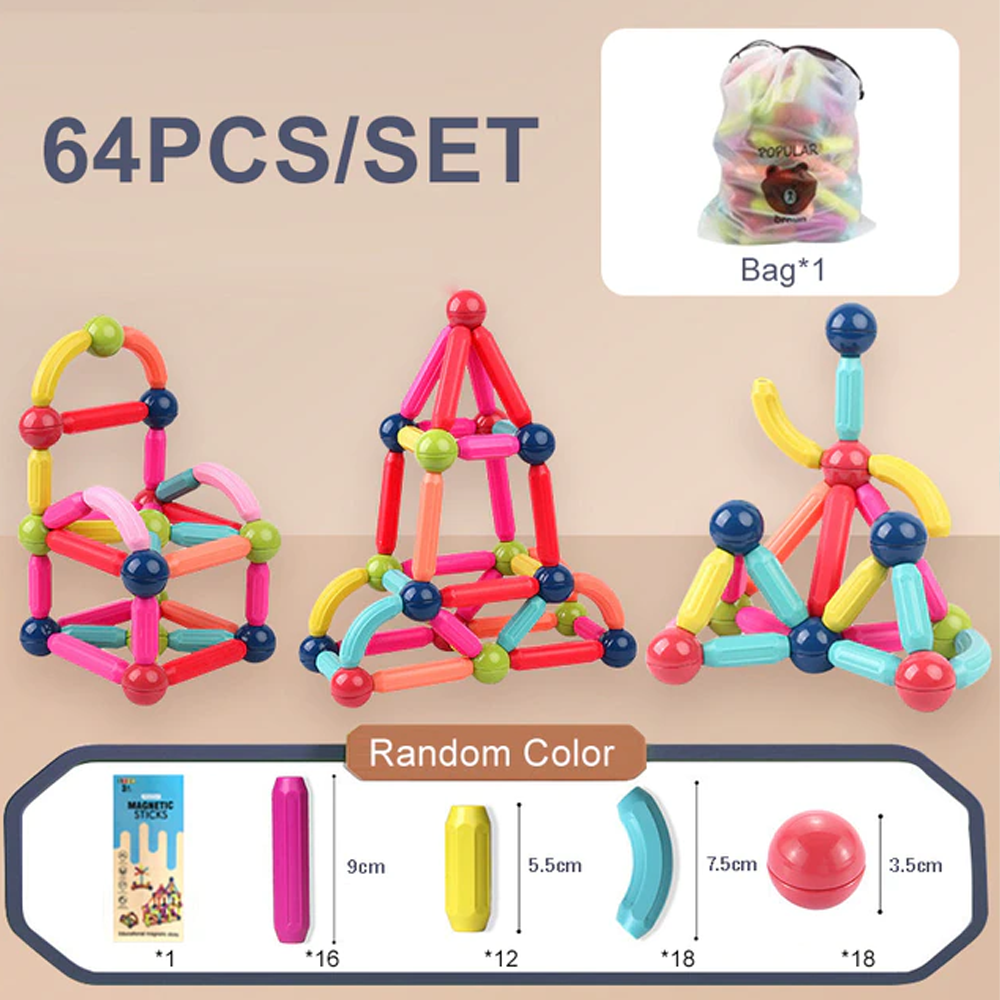Magnetic balls and rods sets for creative play