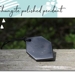 Shungite crystal pendant necklace healing & protection EMF. Authentic shungite jewelry for chakra clearing.