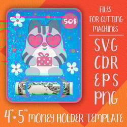 cat birthday card money holder template