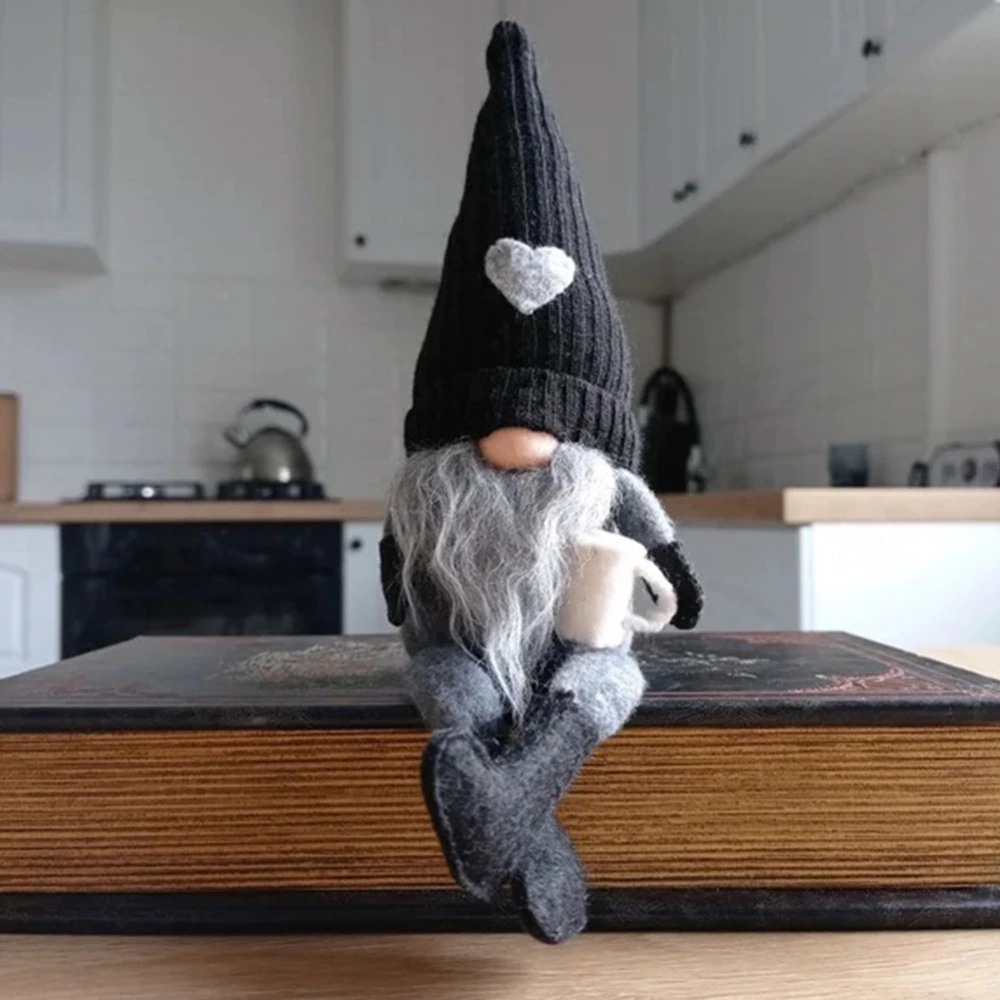 handcrafted gnome with coffee cup for home