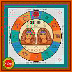 gemini cross stitch pattern | gemini zodiac sign