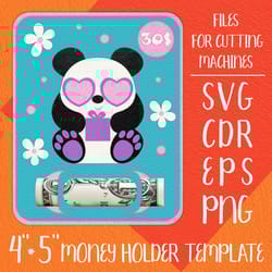 panda birthday card, money holder template