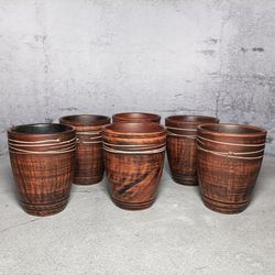 Pottery mugs set of 6 pieces / Handmade red clay Mugs 11.83 fl.oz