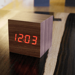 Modern Wooden Bedside Clock Digital